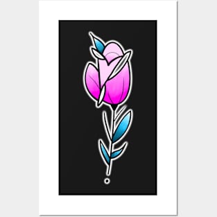 Pink rose tattoo design Posters and Art